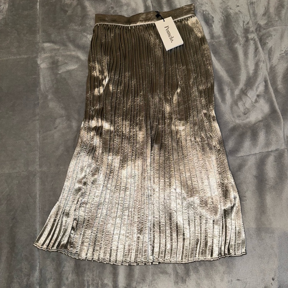 NWT Pomelo plated silver metallic skirt size xs